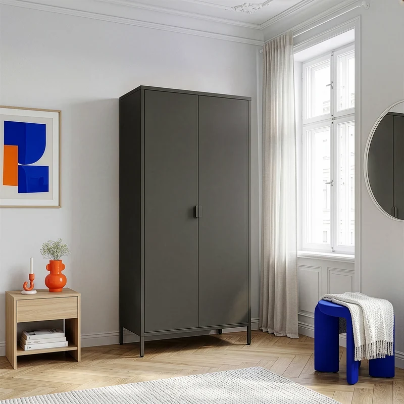 Garderob Esteli 170x80x45 cm stål [en.casa]