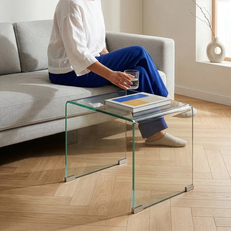 Sidobord Varlofrek Glas 50x50x50 cm [en.casa]
