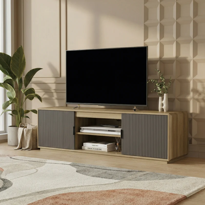 TV-bänk Trömi 150x40x43 cm Eklook/Grå [en.casa]