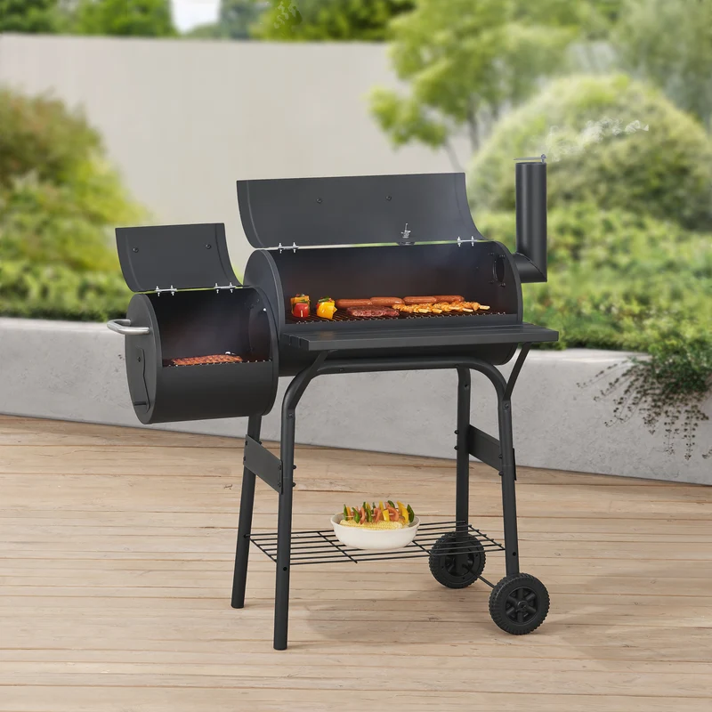Smoker grillvagn Arielli 115x110x64cm svart [casa.pro]
