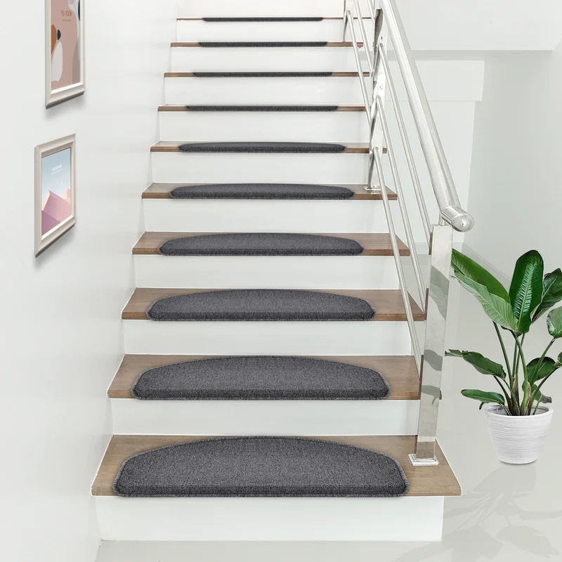 Trappstegsmatta set om 15 självhäftande halvmåne 65x24 cm [en.casa] välj modell
