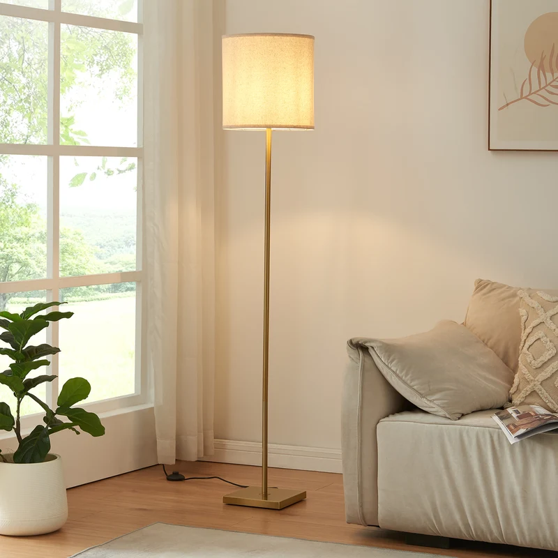 Golvlampa Fildholm 157 cm Mässingsfärgad/linneutseende [lux.pro]