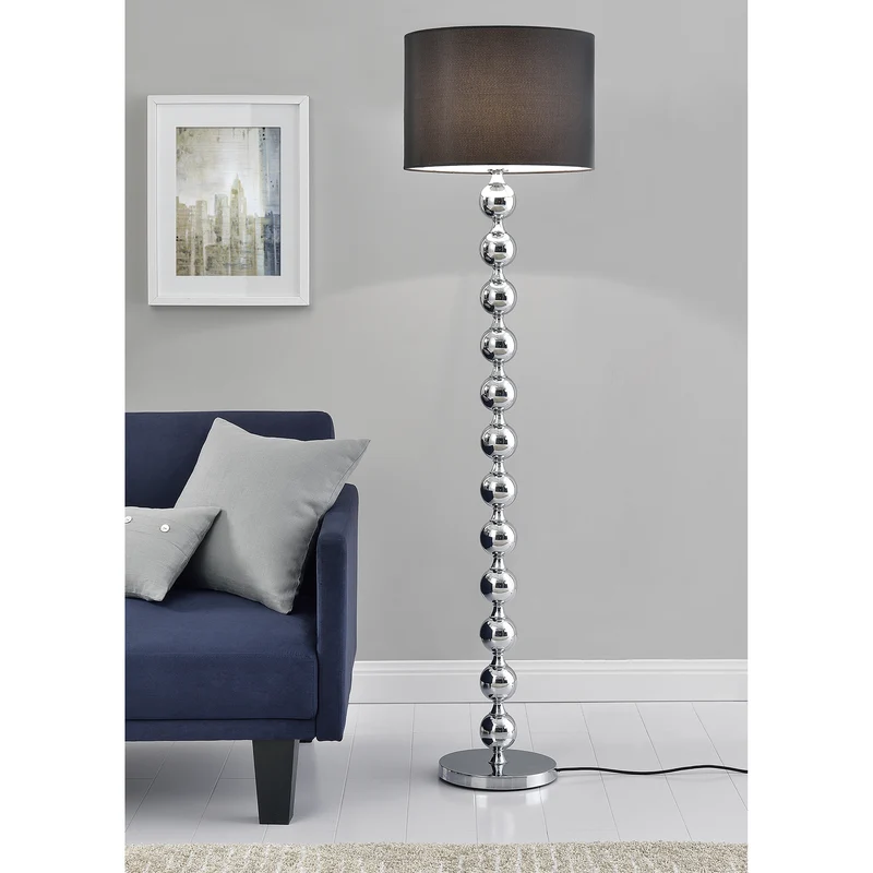 [lux.pro]® Elegant golvlampa - Spheric Black 1xE27 - 60W - krom/svart