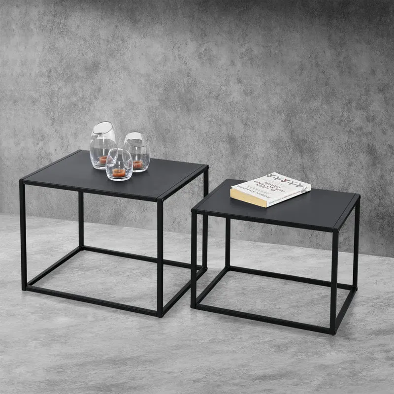Soffbord/Sidobord Unni set om 2 svart [en.casa]