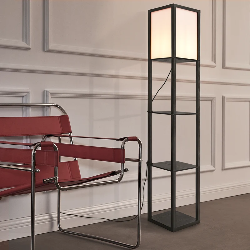 Golvlampa Stapleford med hylla 160x26x26 cm svart vit [lux.pro]