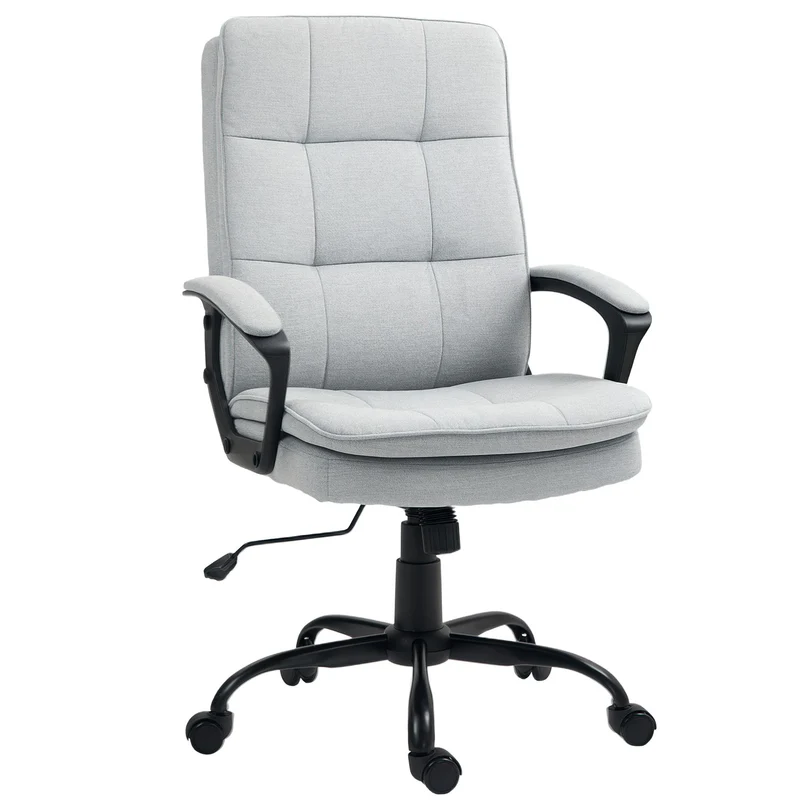 Ergonomická kancelářská židle, nastavitelná s područkami, šedý lněný vzhled