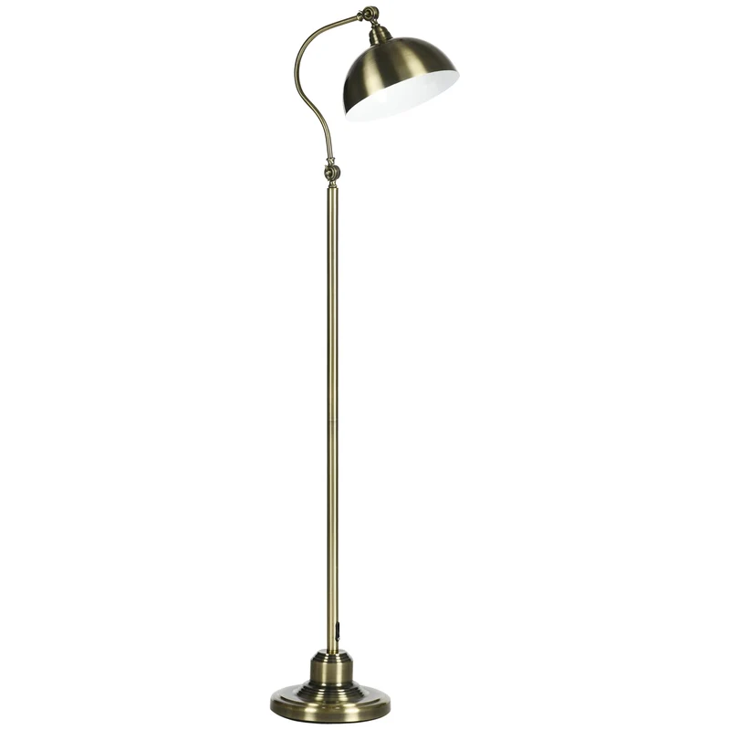 Retro stojací lampa Arc – nastavitelná, mosazná povrchová úprava, E27