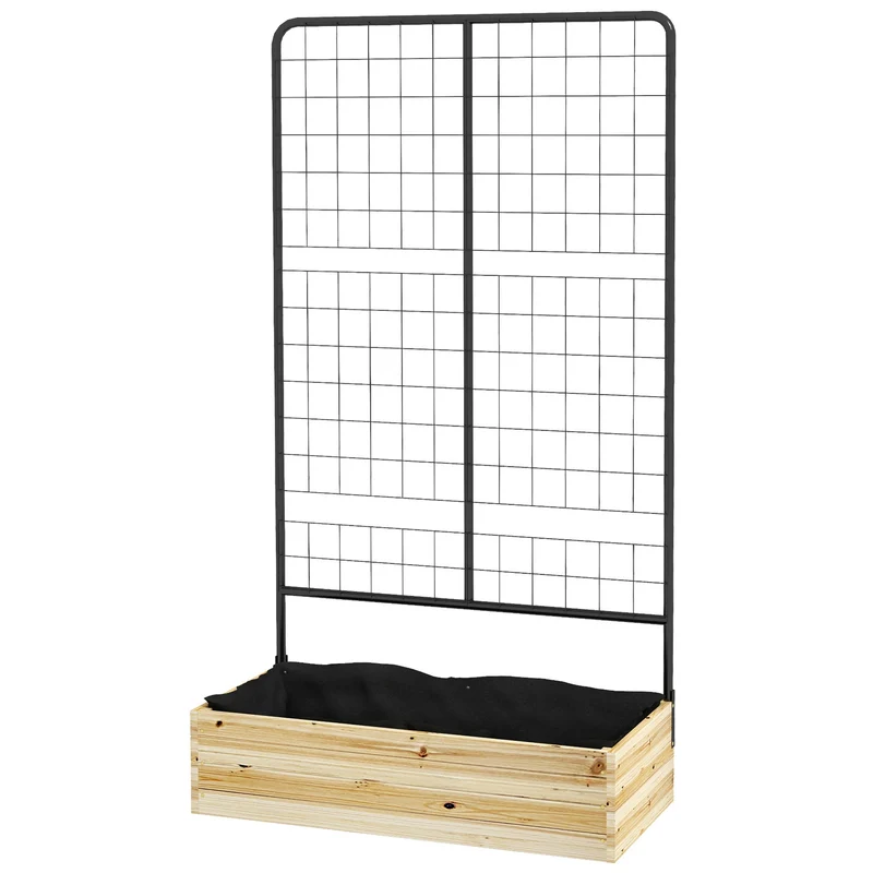 Vyvýšený dřevěný záhon s treláží – 80x38x145 cm, truhlík