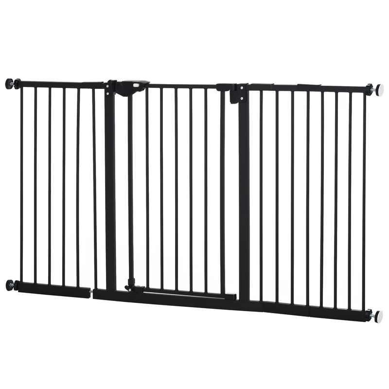 Bezpečnostní branka pro domácí mazlíčky – kov a plast, bez vrtání, 136,3x76,2 cm