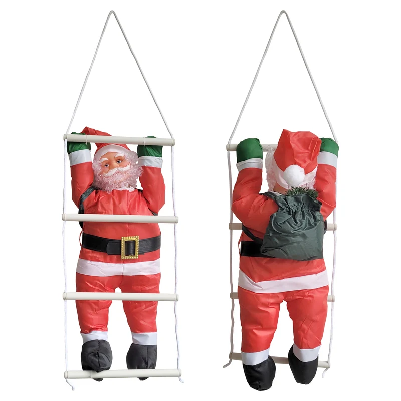 Klättrande tomte med stege 85x25cm upphängbar textil, plast [en.casa]