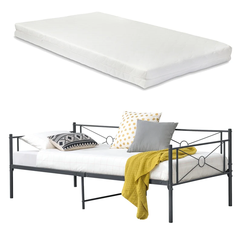 Säng Alvesta i metall inkl. madrass 200x90 cm [en.casa] välj modell