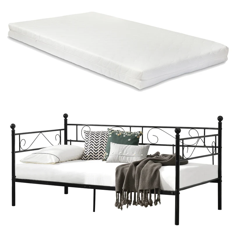 Säng Kelebia i metall inkl. madrass 200x90cm [en.casa] välj modell