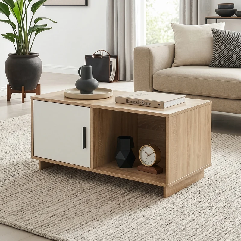 Soffbord Kenta 80x45x40 cm Sonoma-eklook/Vit [en.casa]