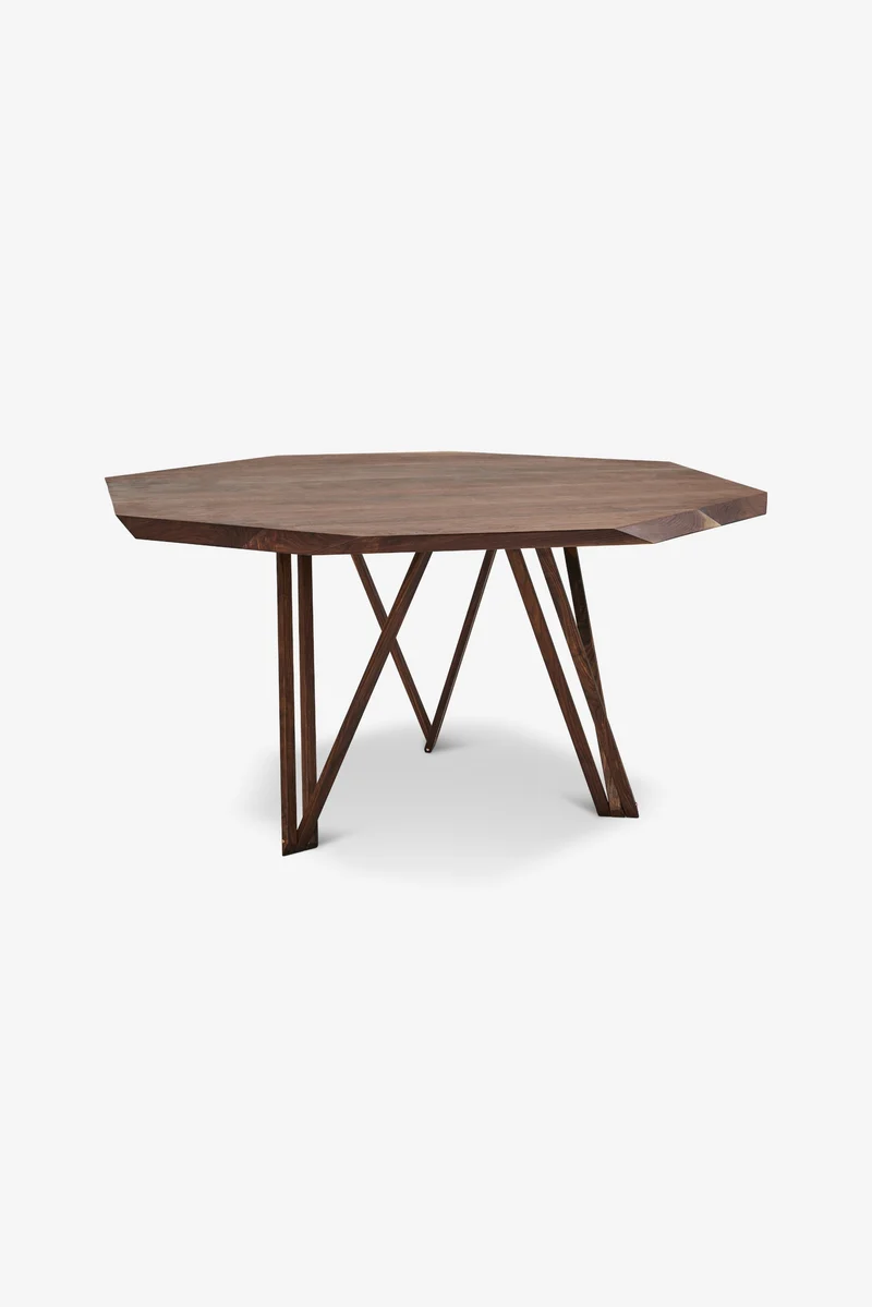 Dining table JN01 in walnut wood 'round'