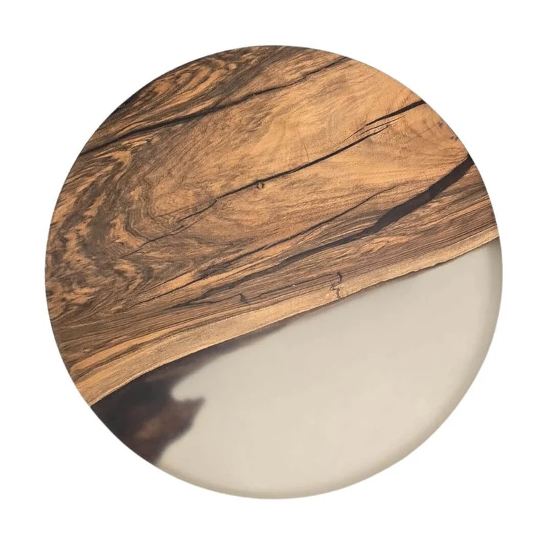 Rundt Sofabord i Valnød med Mat Epoxy – Ø48 cm