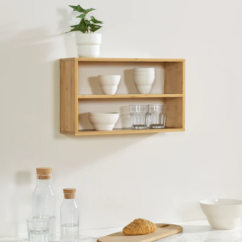 Vägghylla Gol 50x15x30 cm bambu [en.casa]