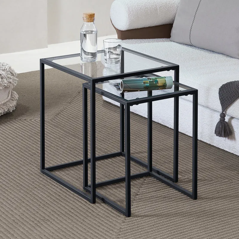 Soffbord Holstebro set om 2 härdat glas [en.casa]
