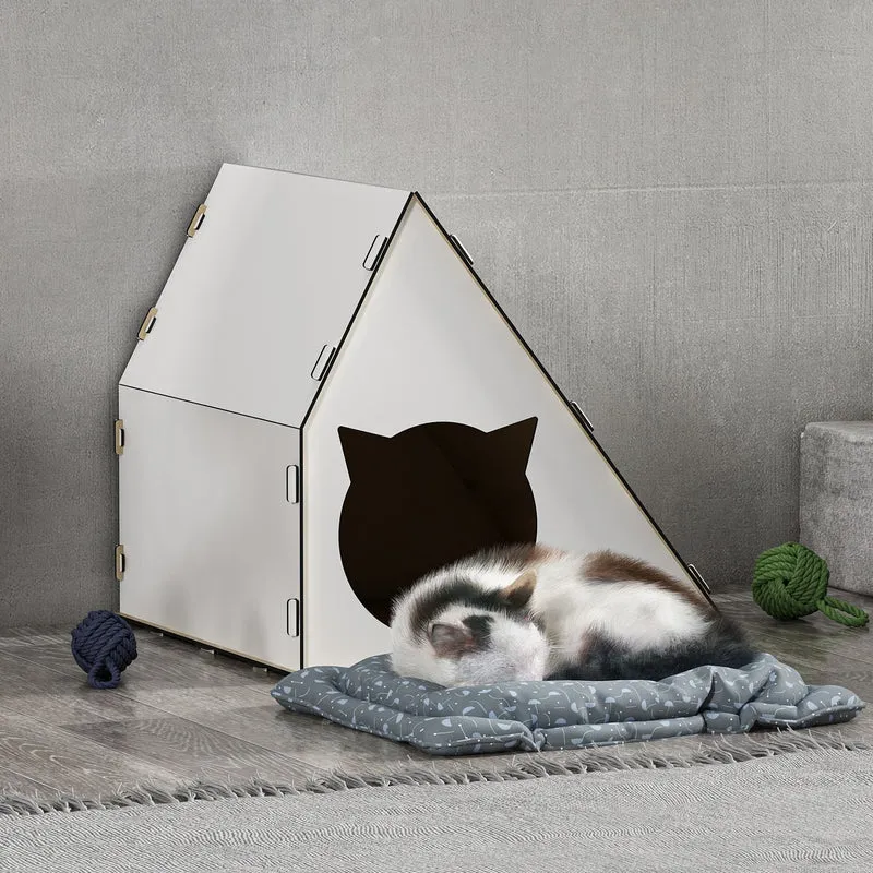 Kattstuga Lani 40x42x40 cm Vit [en.casa]