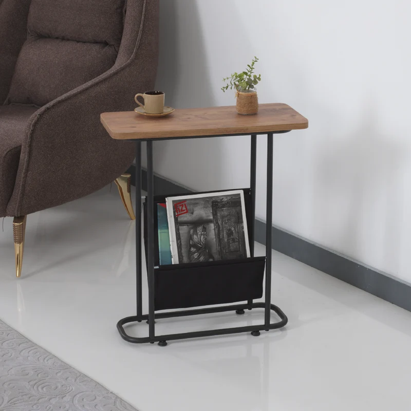 Bov sidobord 64 x 55 x 24 cm svart / valnötsutseende [en.casa]