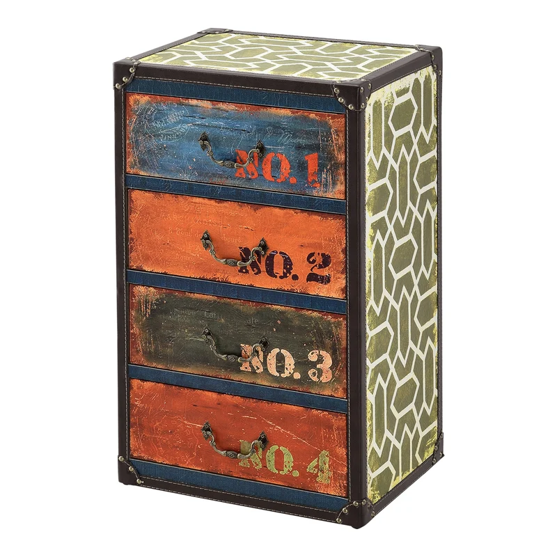 Byrå Goslar med 4 lådor 66x40x30cm MDF konstläder flerfärgad [en.casa]