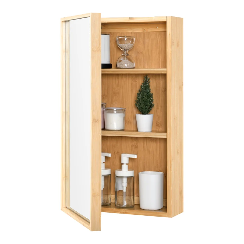 Spegelskåp Ikorfat badrumsskåp 60,5x35x14 cm bambu [en.casa]