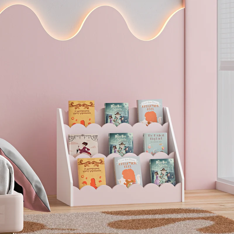 Barnhylla Vestnes 48x61x30 cm Cotton Candy/Vit [en.casa]