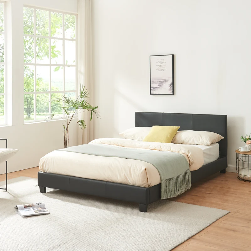 Dubbelsäng Falun konstläder 140 x 200 cm svart Corium®