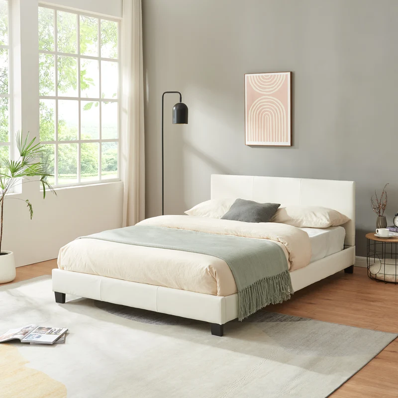 Corium® Dubbelsäng Falsterbo - konstläder (140 x 200 cm) - vit