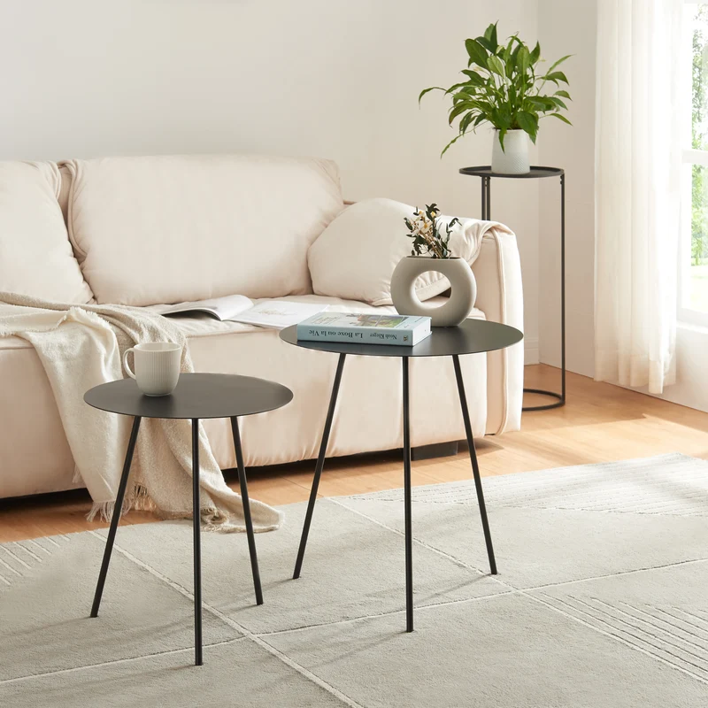 Satsbord Sula set om 2 metall svart [en.casa]