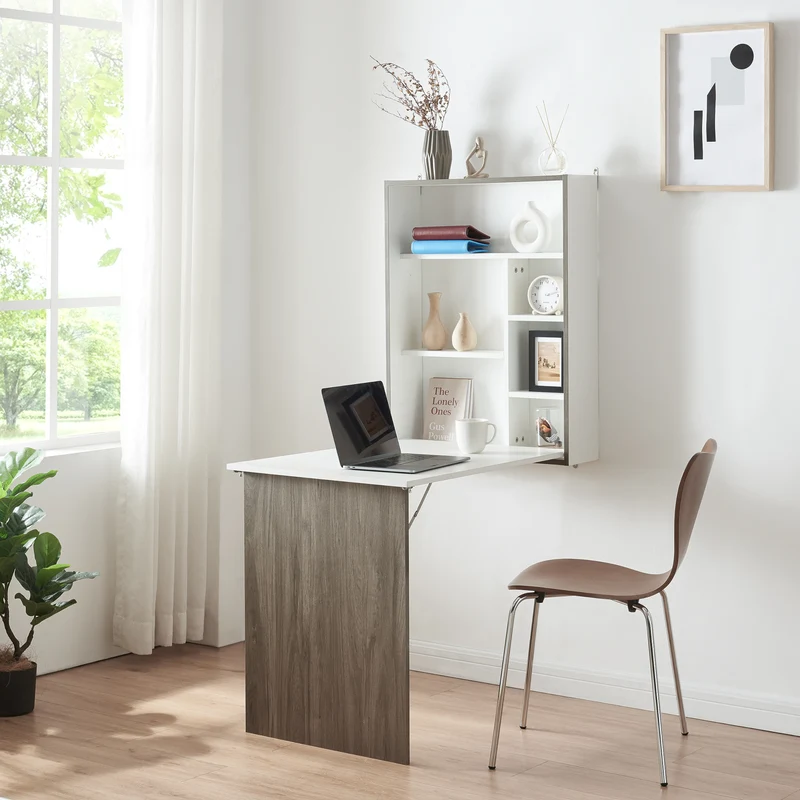 Väggfällbord Greve Vit / Träutseende [en.casa]