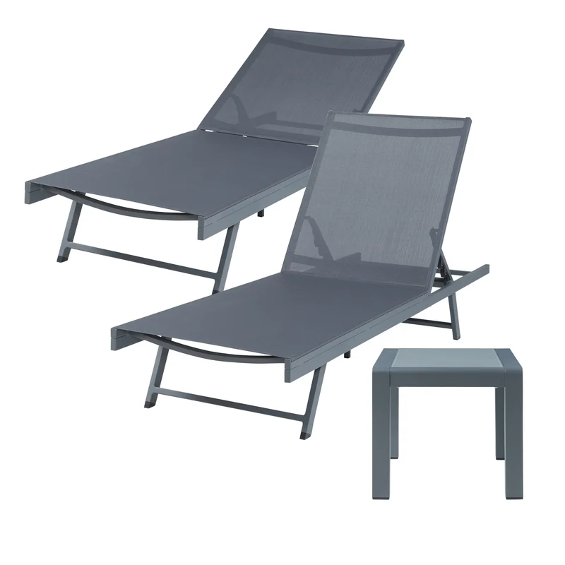 Solstolsset Baragiano 3-del. Aluminium [casa.pro]
