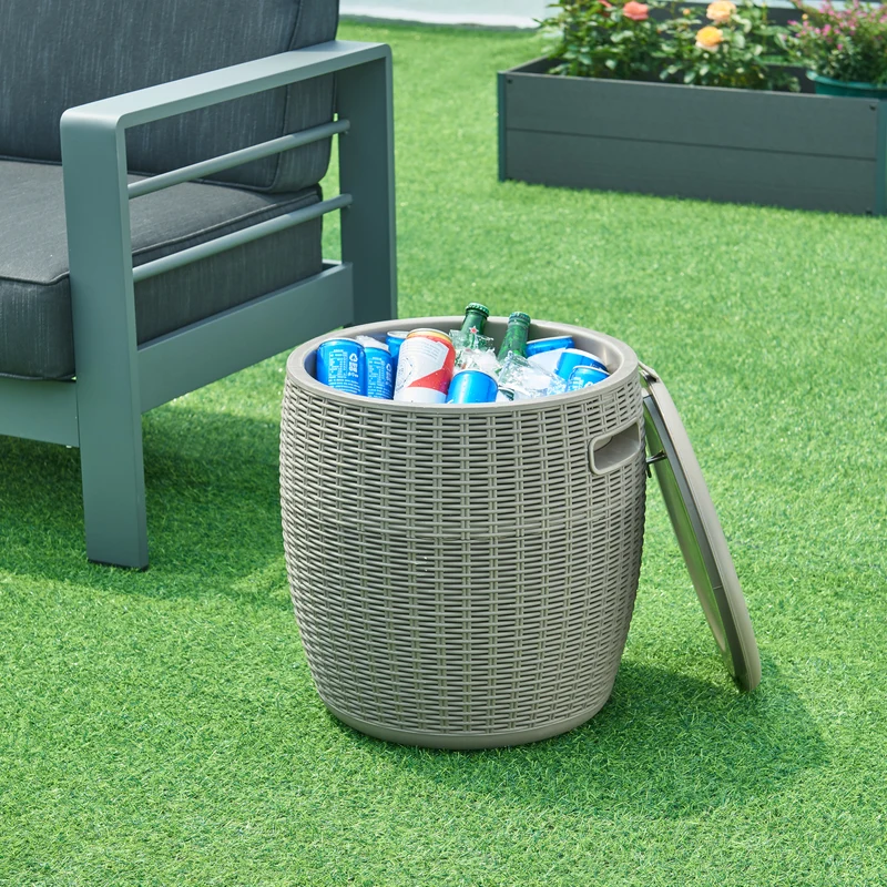 Kylbox-pall Avetrana 44xØ40 cm Ljusbrun [casa.pro]