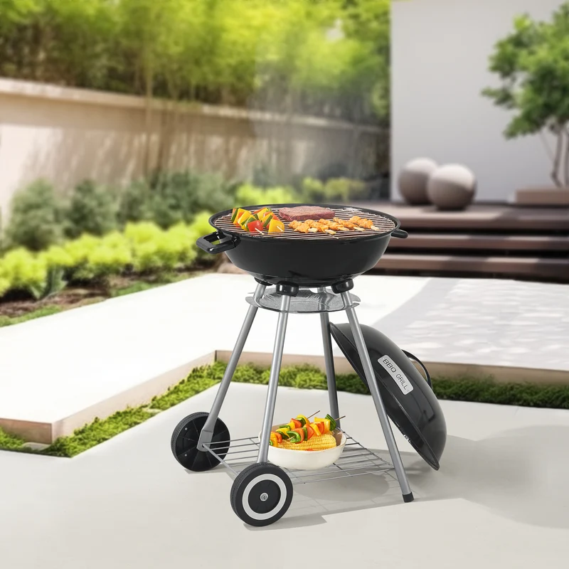 Apricena rund grill 80x49x47cm svart [casa.pro]