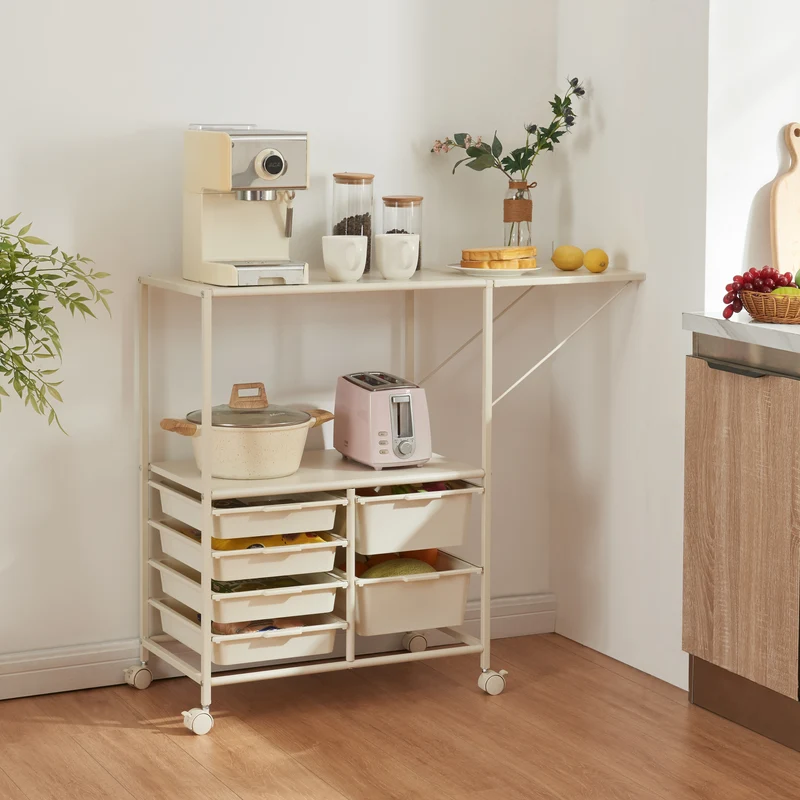 Vagn Sørfold med lådor 100x37x85cm Vit [en.casa]