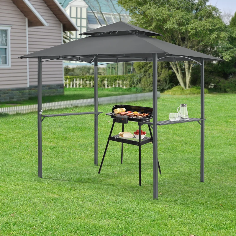 BBQ paviljong Parga grillpaviljong mörkgrå [en.casa]
