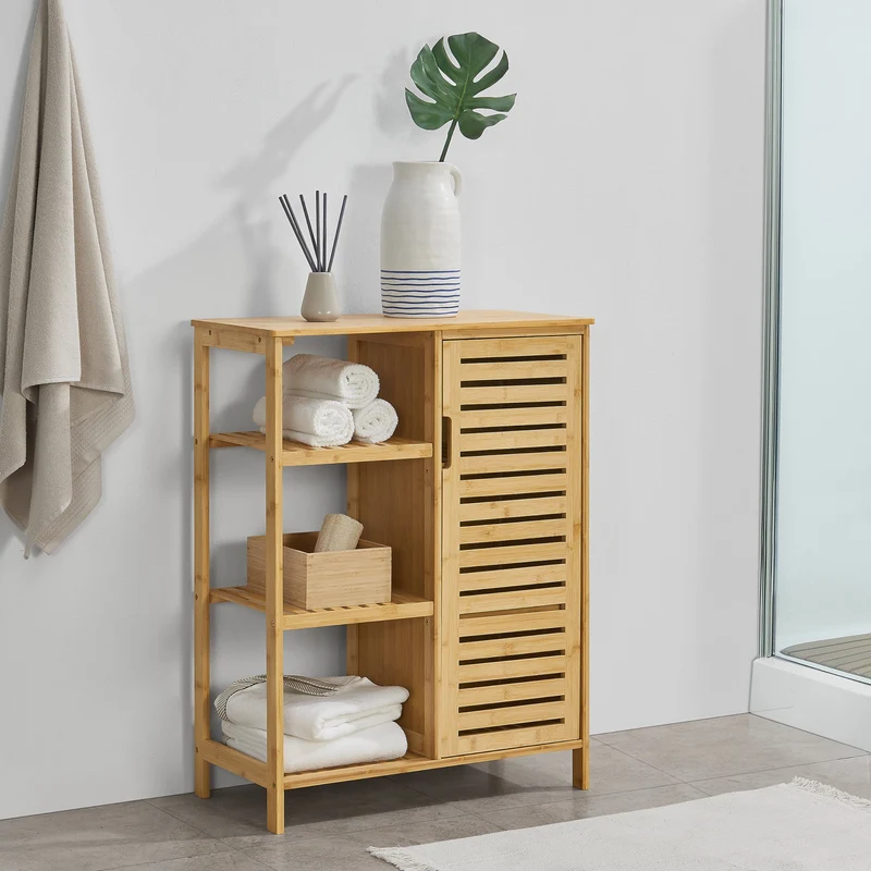 Badrumsskåp Vetlanda bambu 87x66x33 cm [en.casa]