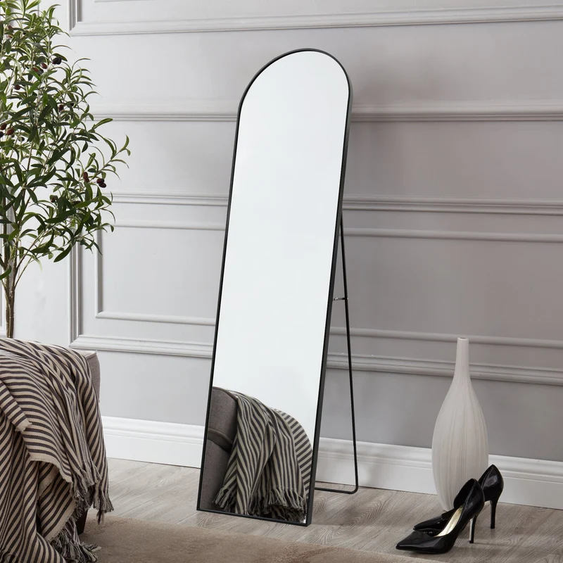 Golvspegel Bugnara 160x40 cm aluminium svart [en.casa]
