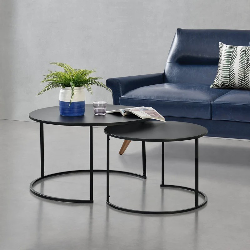 Soffbord Korenica set om 2 järn 46x74cm 41,5x58cm [en.casa]