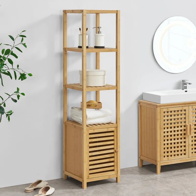 Badrumshylla Liminka 140x34x33 cm bambu [en.casa]