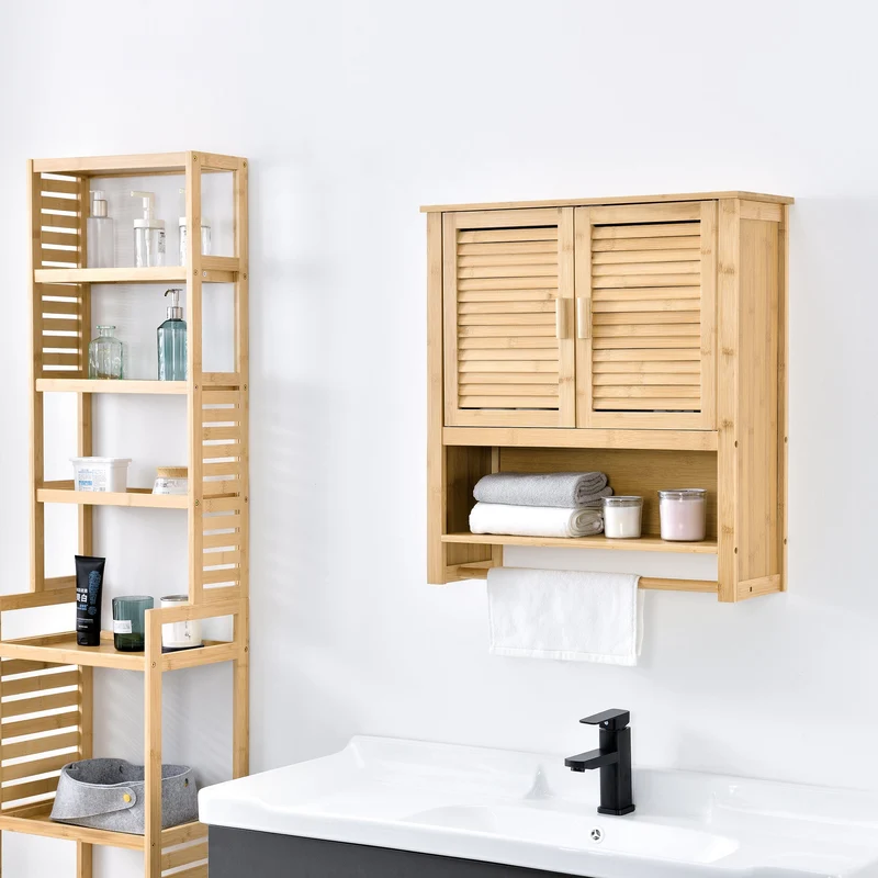 Badrumsskåp Tyresö 66x62x20 cm bambu [en.casa]