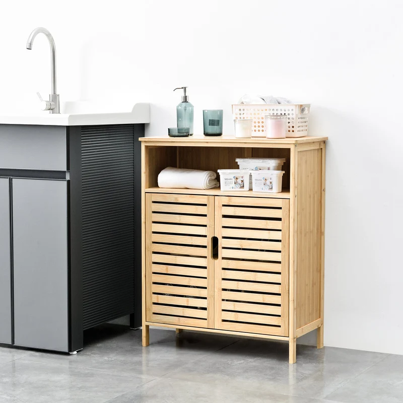 Badrumsskåp Eslöv bambu 81x65,5x31 cm [en.casa]