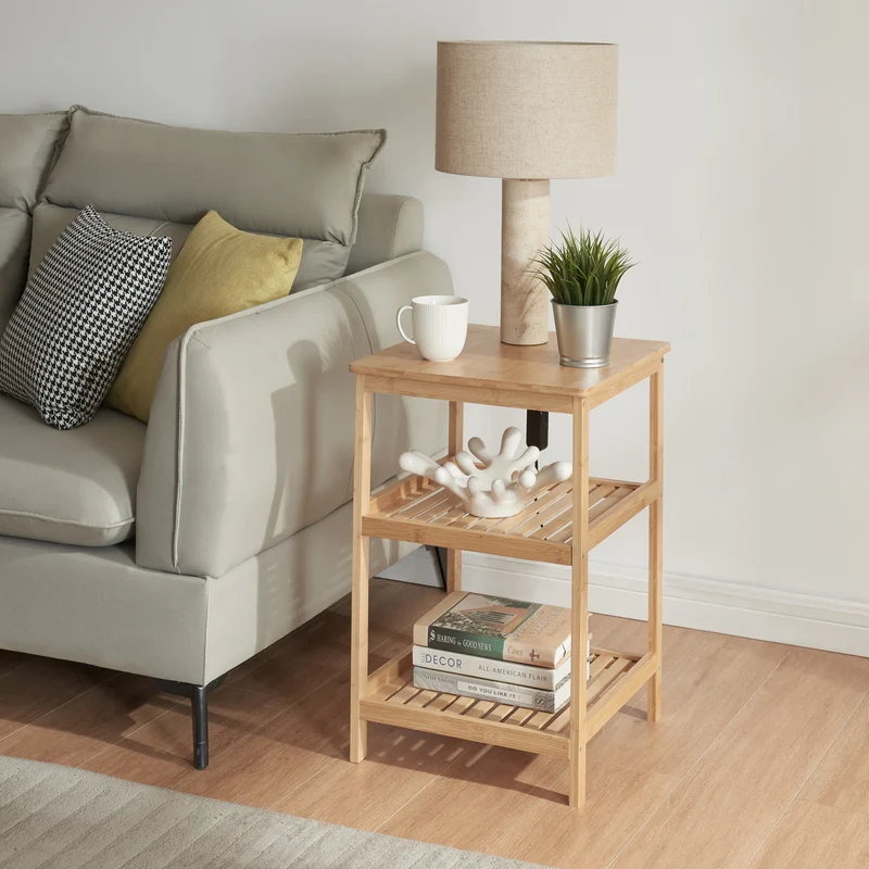 Sidobord Ikerasak sängbord hylla 60x40x40 cm bambu [en.casa]