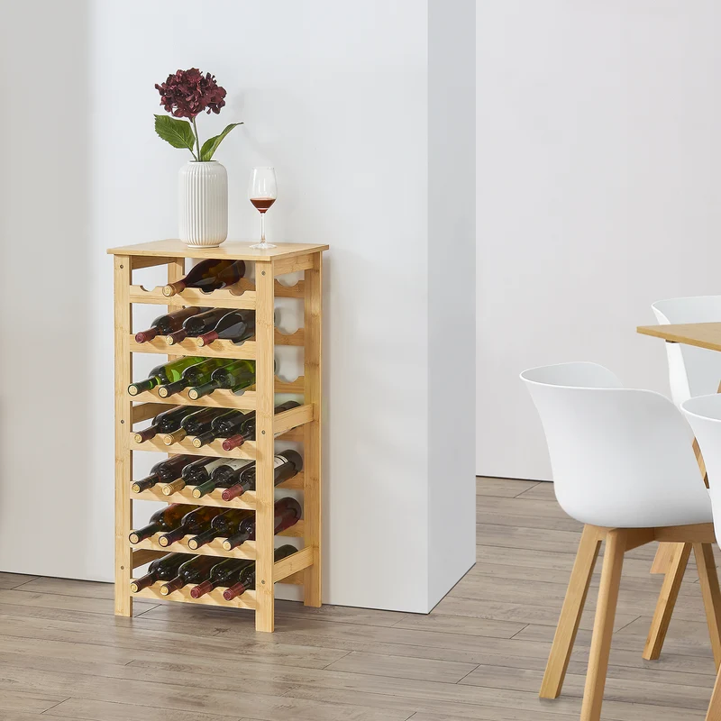Vinställ Äänekoski i bambu för 28 flaskor 94x47x29 cm vinhållare [en.casa]