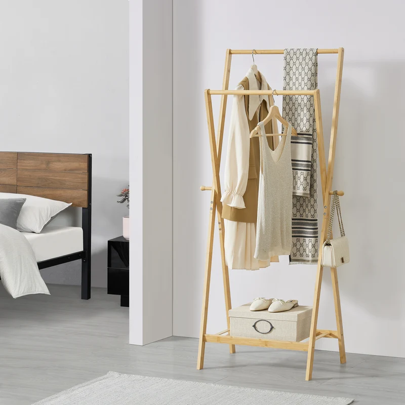 Klädhängare Keitele 150 x 60 x 42 cm bambu natur [en.casa]