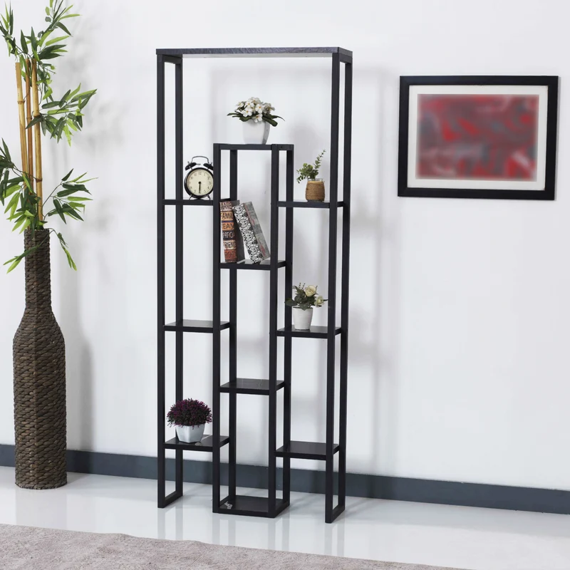 Blaavandshuk växthylla 150 x 60 x 19 cm svart / marmor-look [en.casa]
