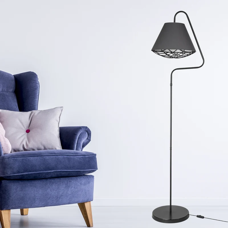 Golvlampa Gateshead E27 metall textil svart/grå [lux.pro]