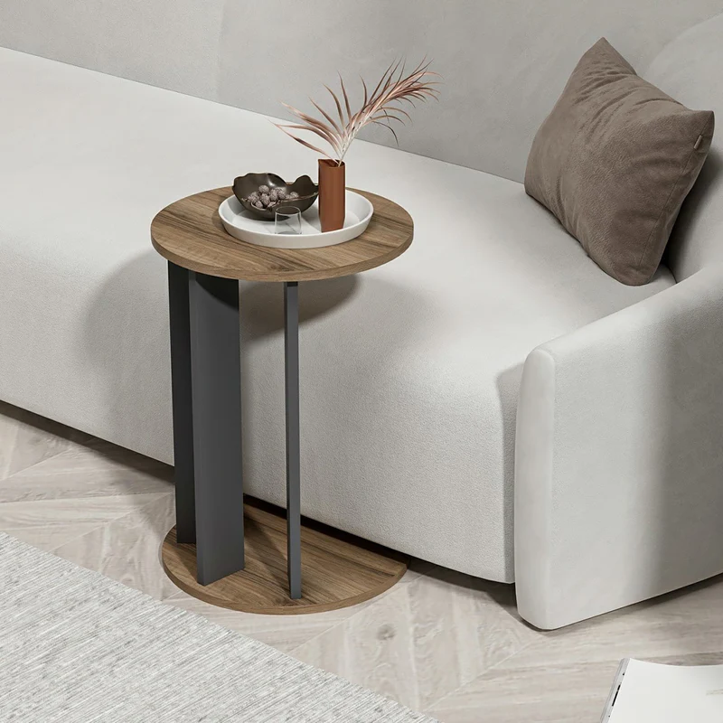 Frederiksberg sidobord 64x34 cm valnötslook / antracit [en.casa]