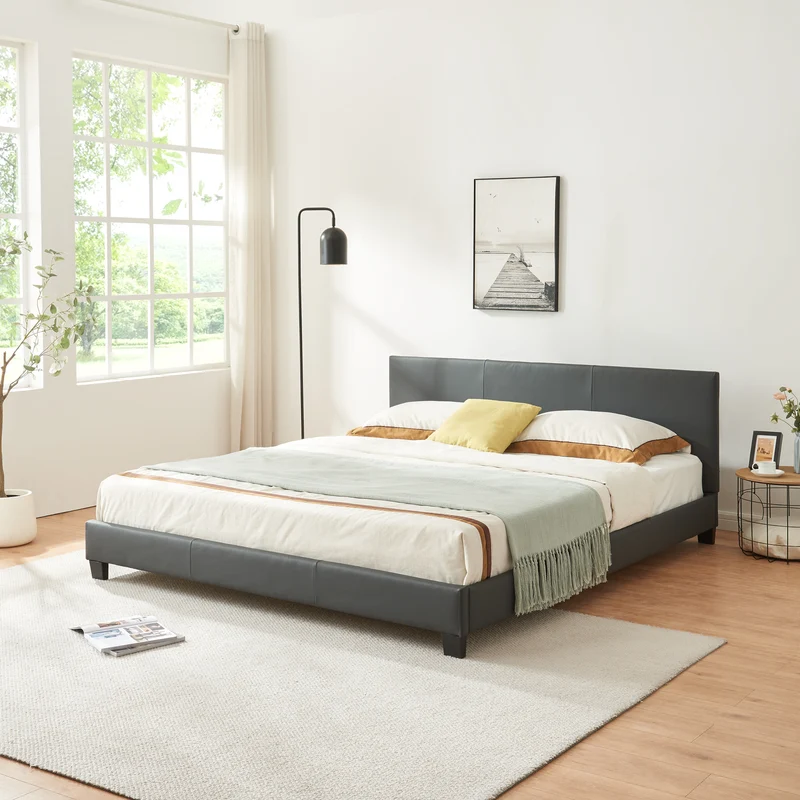 Corium® Kontinentalsäng Hokksund - konstläder - (180 x 200 cm) - mörkgrå
