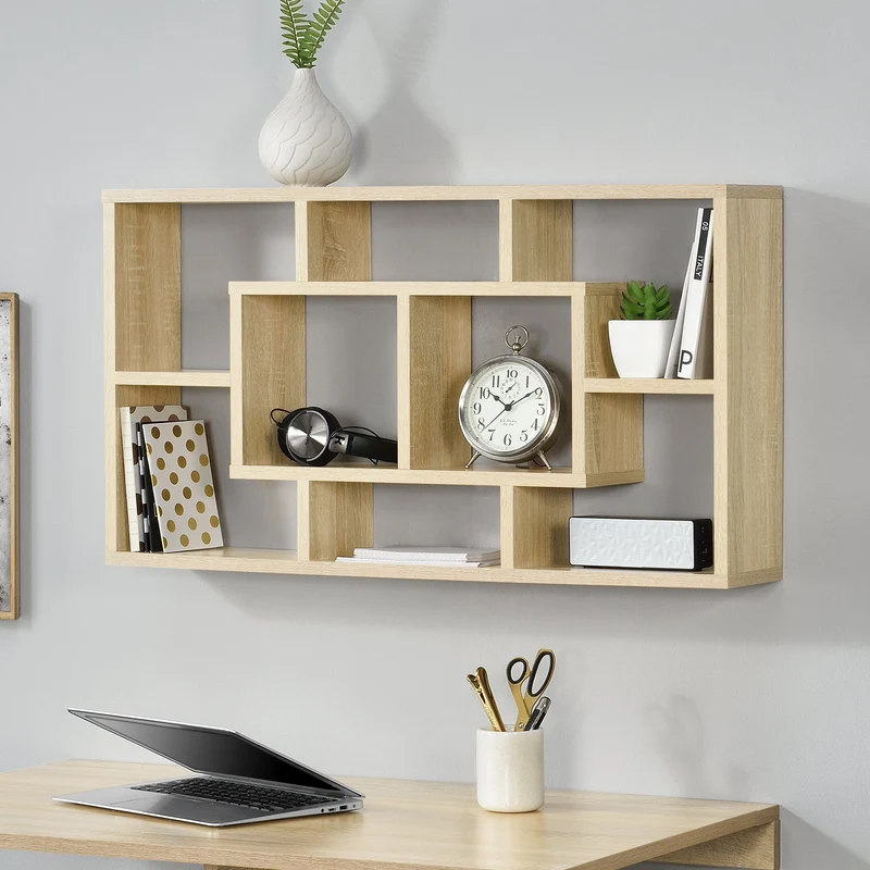 Vägghylla Sonoma ekfärg 85x47,5x16 [en.casa]