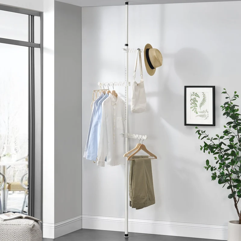 Teleskop klädhängare justerbar 110-305x30cm vit [en.casa]